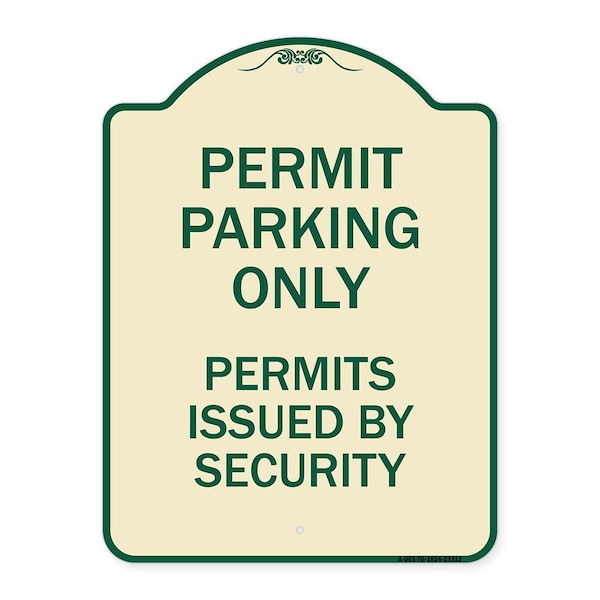 Permit Parking Permits Issued by Security Heavy-Gauge Aluminum Sign, 24" x 18", TG-1824-23312